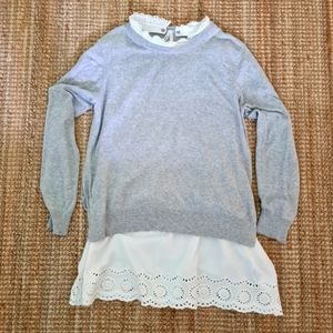 SERAPHINE maternity pregnancy nursing grey and white top sweater size M